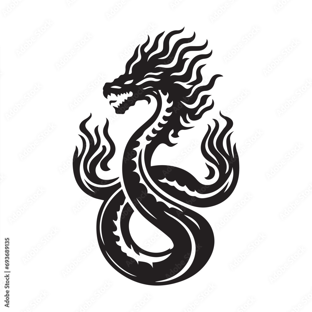 Obraz premium creature, danger, design, dragon, emblem, esport, face, fantasy, fenix, fly, game, head, hydra, legend, medieval, monster, mythology, power, sport, tattoo, vector, wild