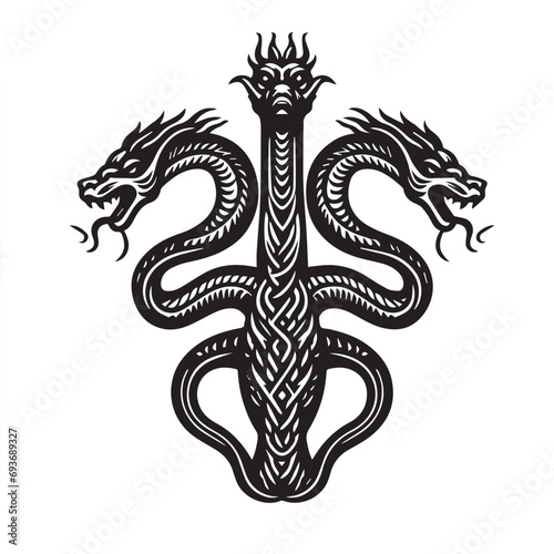 creature, danger, design, dragon, emblem, esport, face, fantasy, fenix, fly, game, head, hydra, legend, medieval, monster, mythology, power, sport, tattoo, vector, wild