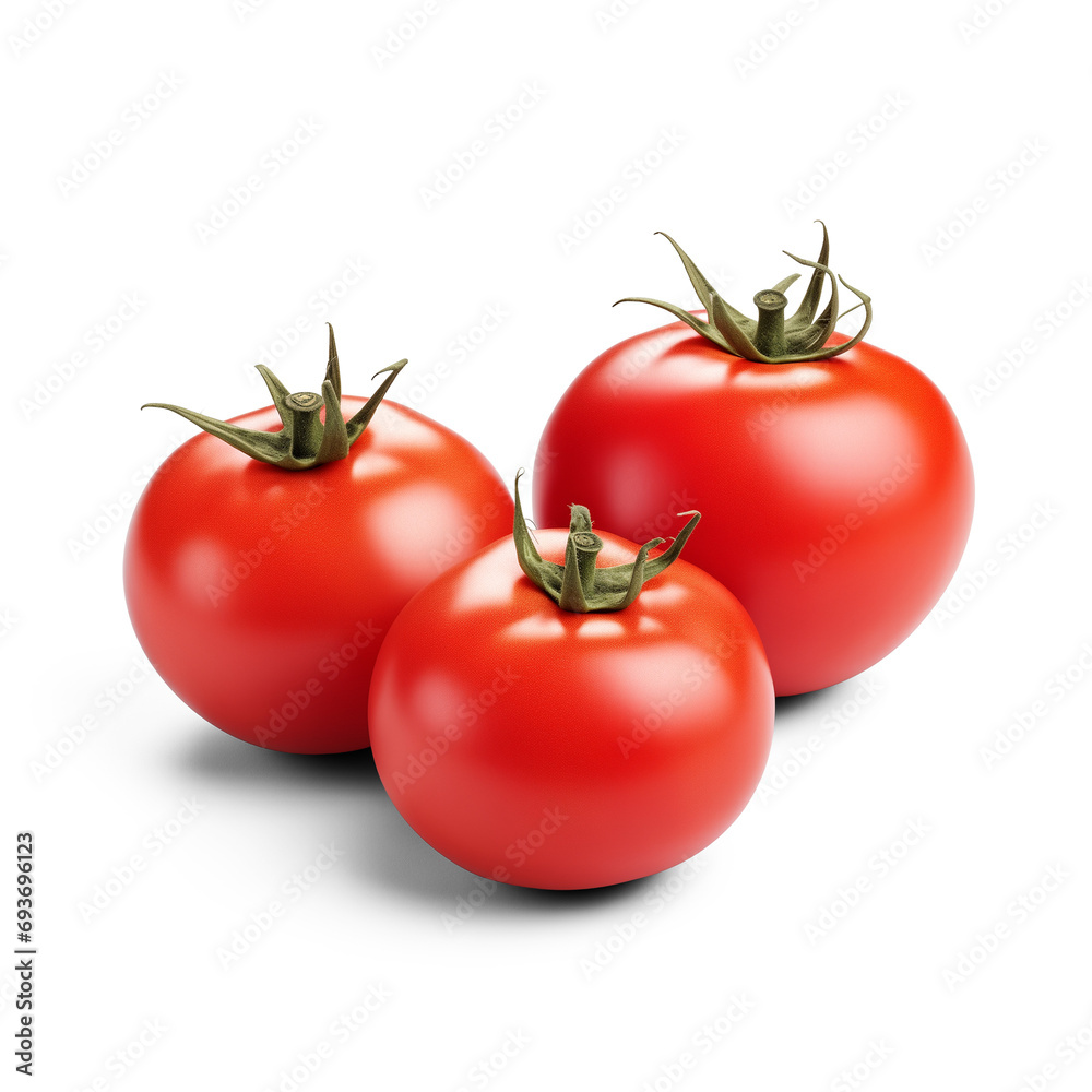 Fresh tomatoes isolated on transparent background with shadow. Generative AI Fresh tomatoes isolated on transparent background with shadow. Generative AI