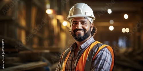 Arabic Male Construction Worker Employee Career Handsome Setting Generative AI