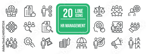 HR Management thin line icons. Editable stroke. For website marketing design, logo, app, template, ui, etc. Vector illustration.