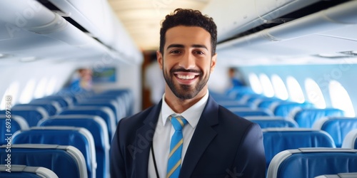 Arabic Male Flight Attendant Occupation Career Attractive Concept Generative AI