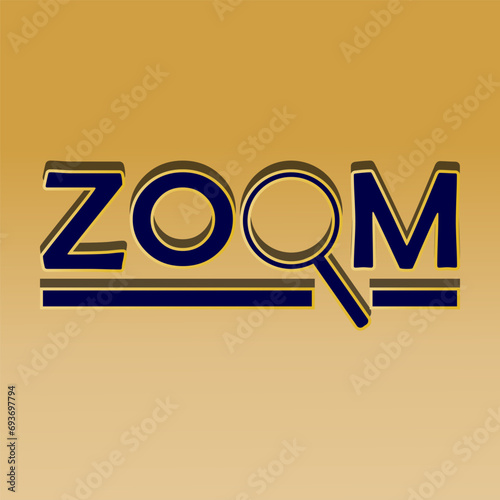 zoom word logo design with magnifying glass concept on letter O. stylish sticker.