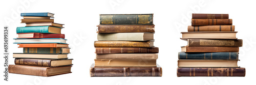 set of old books on transparent background PNG image photo