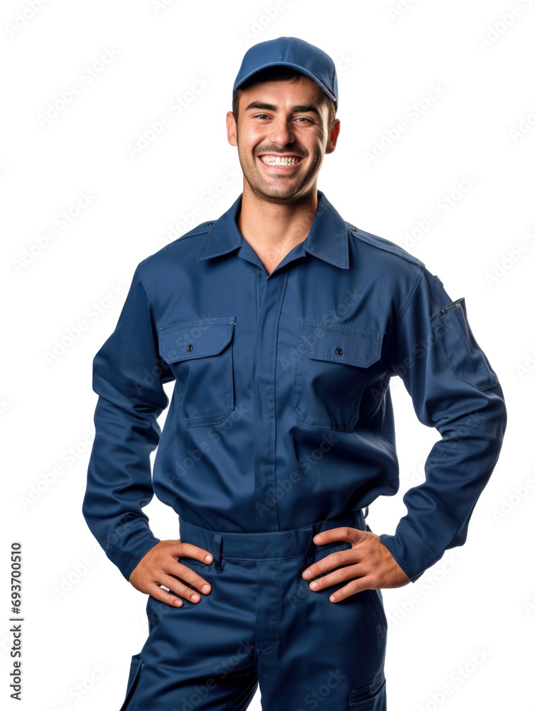 technical man wear blue uniform in transparent background technical man wear blue uniform in transparent background