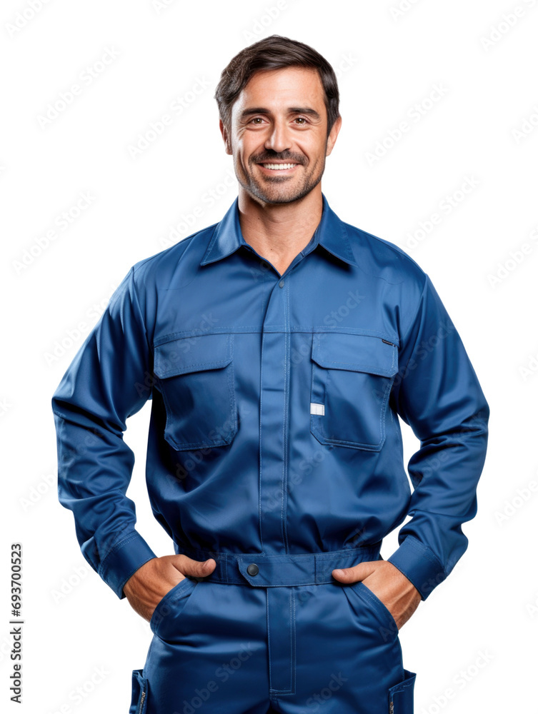 technical man wear blue uniform in transparent background technical man wear blue uniform in transparent background