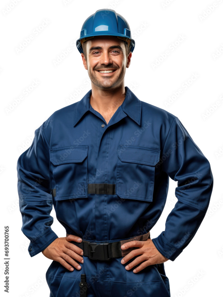 Fototapeta premium technical man wear blue uniform in transparent background