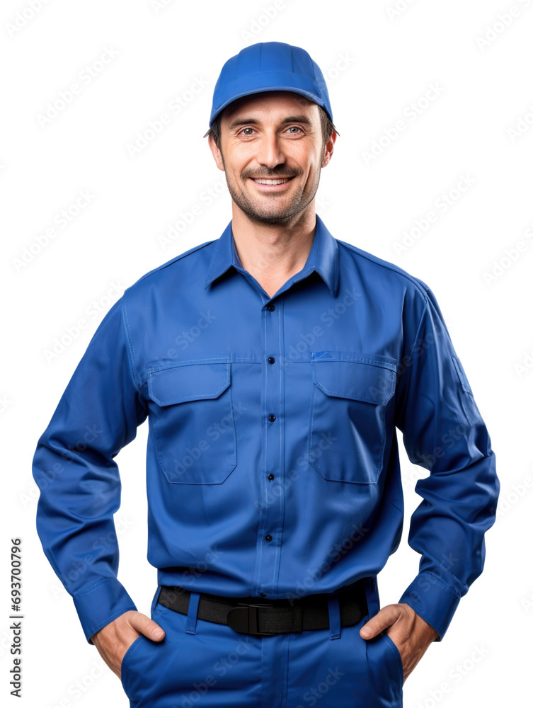 technical man wear blue uniform in transparent background technical man wear blue uniform in transparent background