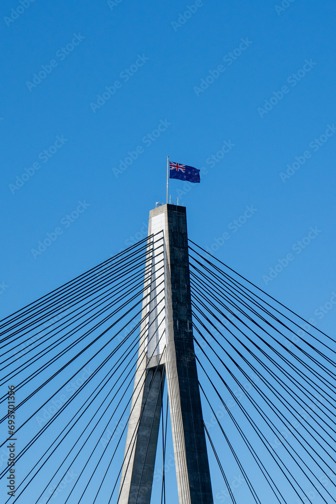 Anzac Bridge Sydney with the Australian flag at the top Anzac Bridge Sydney with the Australian flag at the top
