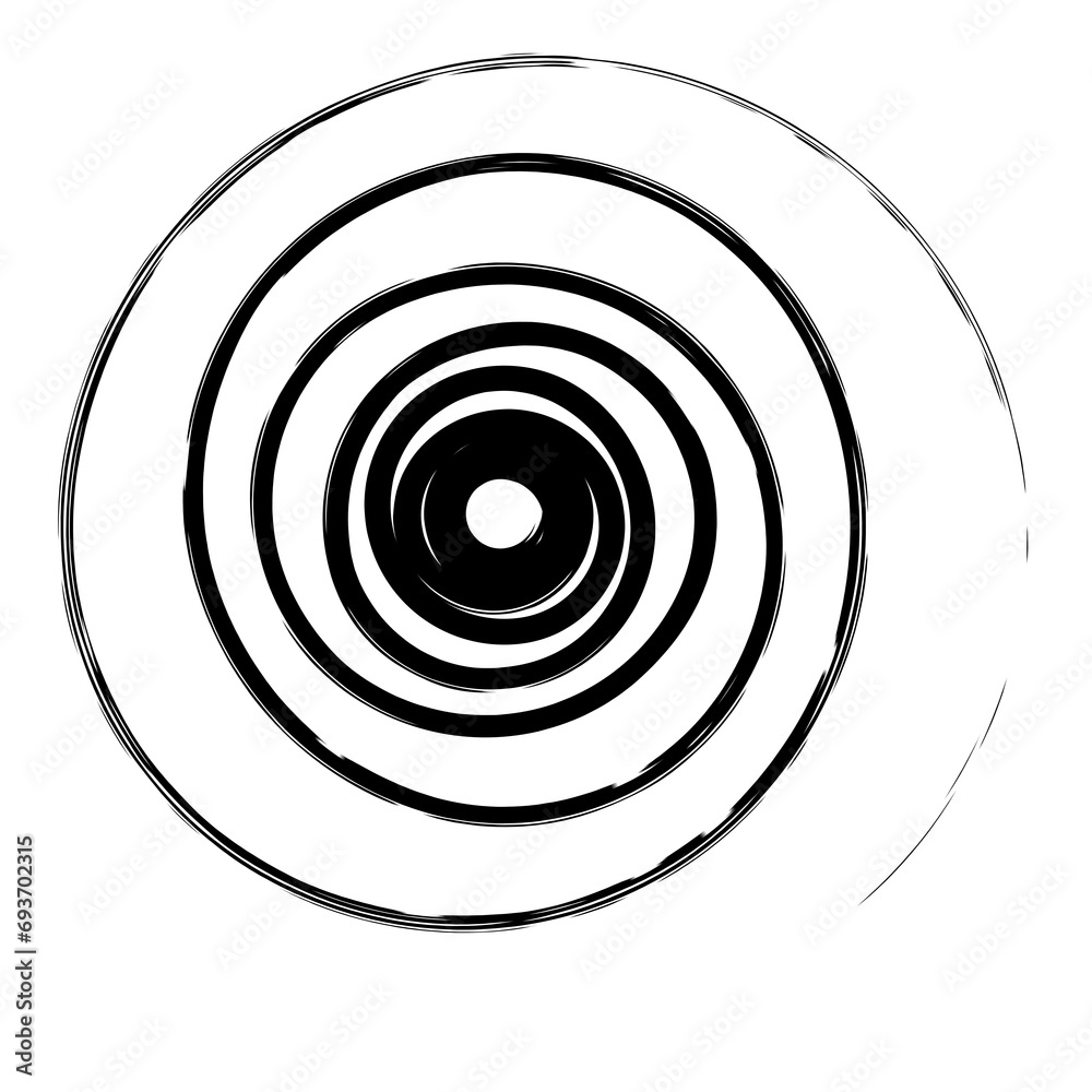 Spiral icon. Transparent black line in circle form. Single hand drawn sloppy line spiral. Helix, curl, loop symbol. Flat design.