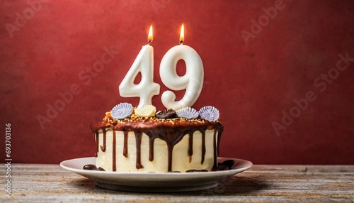 Number 49 Birthday cake. Forty nine birthday cake.	
 photo