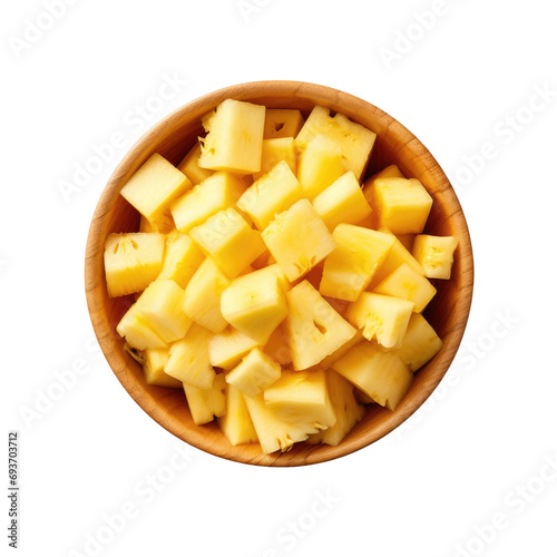 Delicious Bowl of Pineapple Isolated on a Transparent Background 