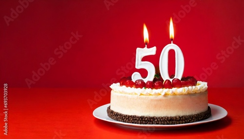 Number 50 Birthday cake With Candle