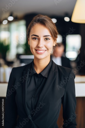 A young front desk receptio...