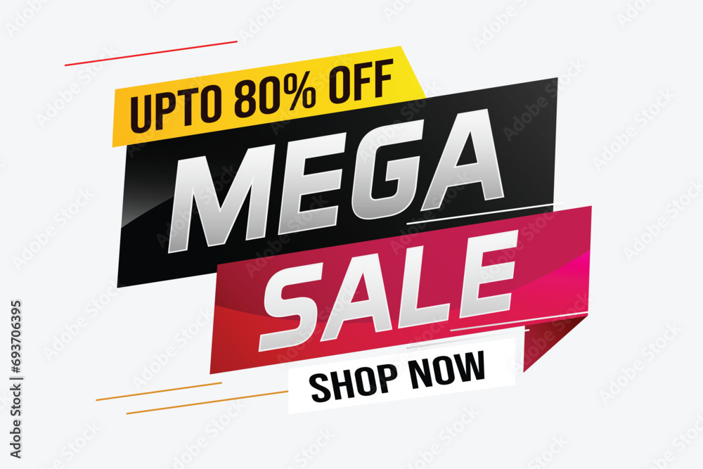 mega sale word concept vector illustration with lines and 3d style, landing page, template, ui, web, mobile app, poster, banner, flyer, background, gift card, coupon, label, wallpaper	