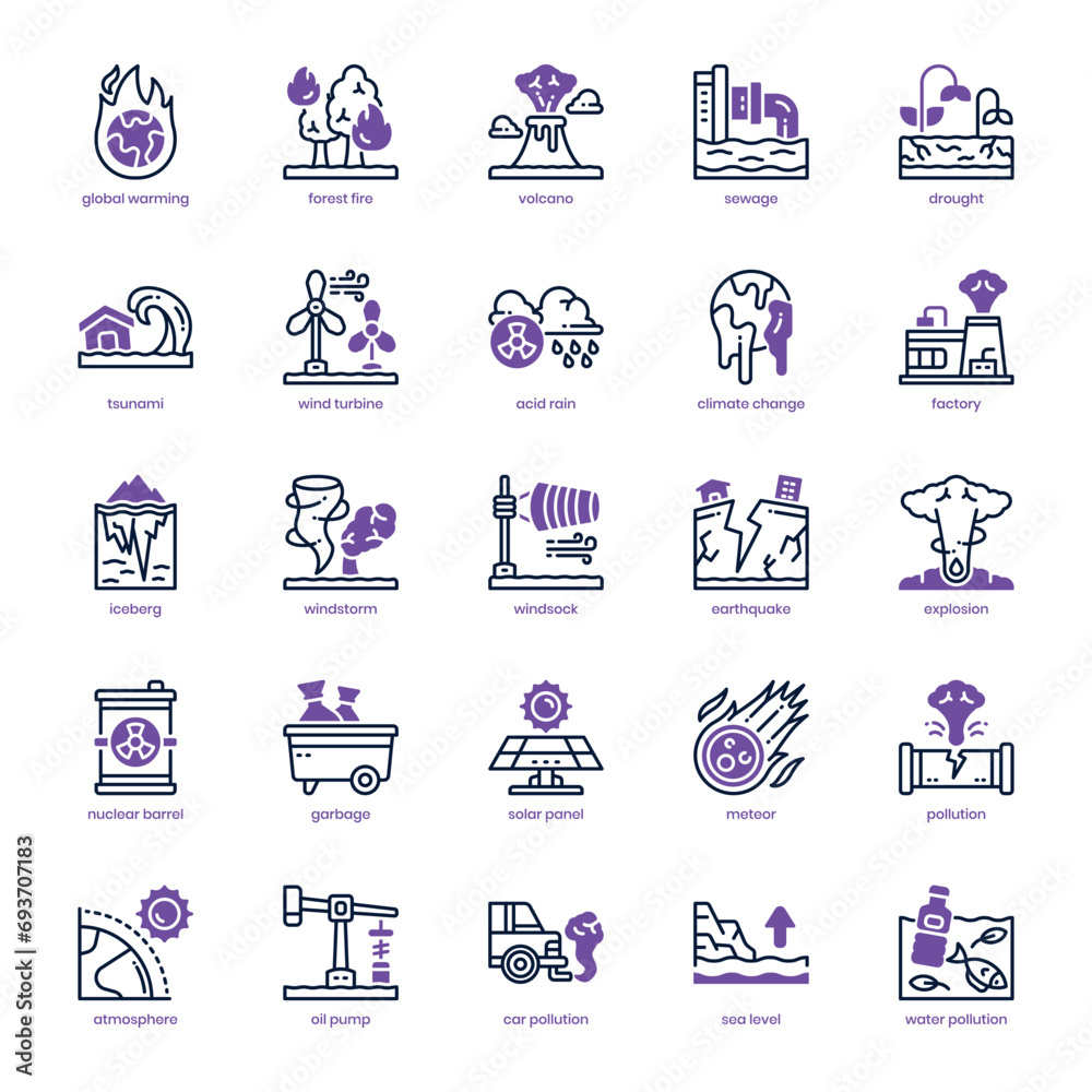 Climate Change icon pack for your website design, logo, app, and user interface. Climate Change icon dual tone design. Vector graphics illustration and editable stroke. Climate Change icon pack for your website design, logo, app, and user interface. Climate Change icon dual tone design. Vector graphics illustration and editable stroke.