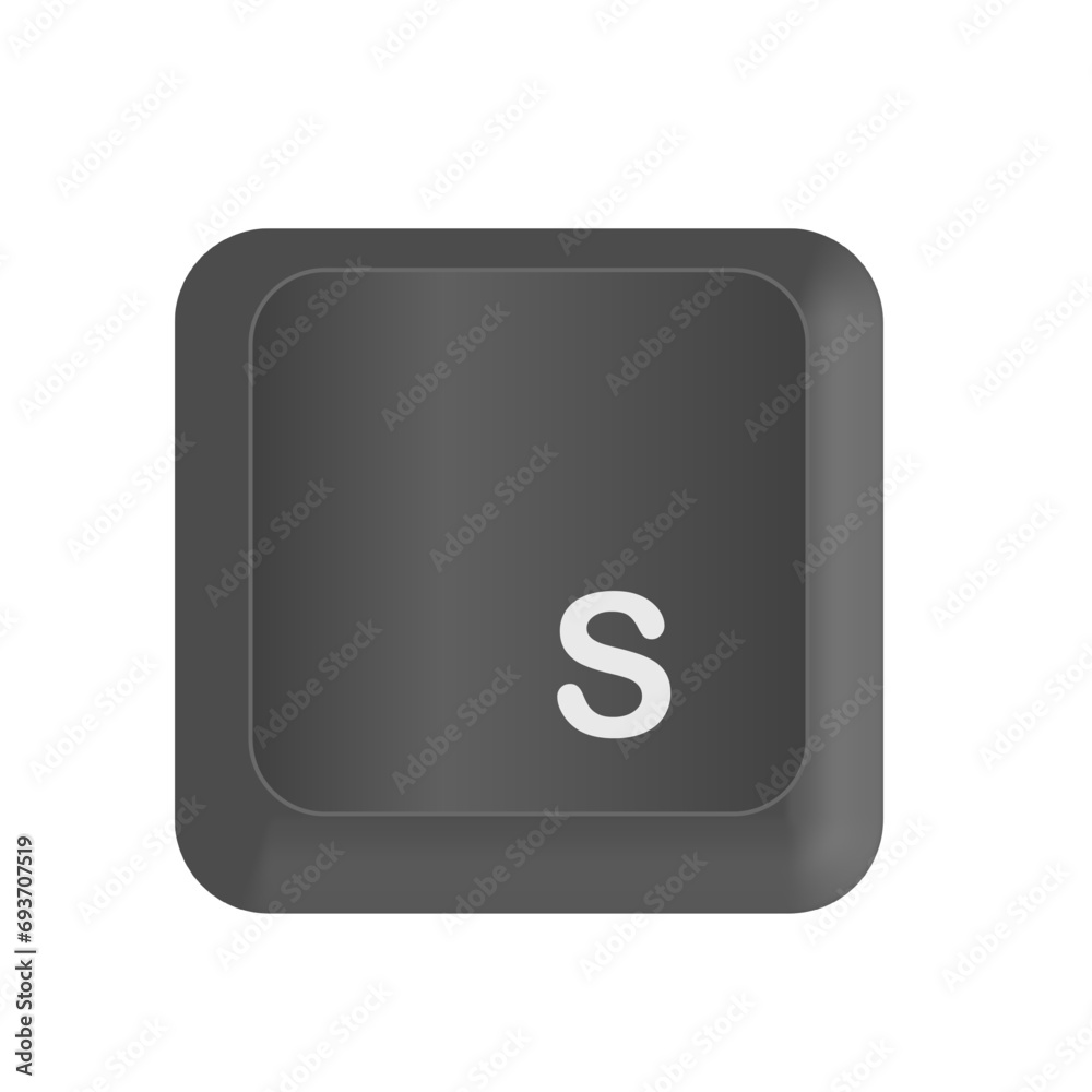 Vector Letter S in black on the keyboard Vector Letter S in black on the keyboard