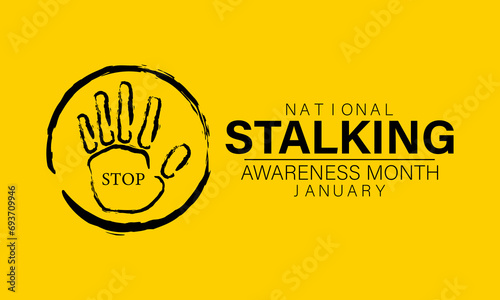 Vector illustration on the theme of National Stalking awareness month . Banner, greeting card, poster with background design. 