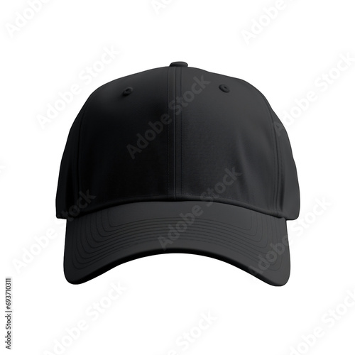 Black baseball cap isolated on transparent background. PNG file, cut out photo