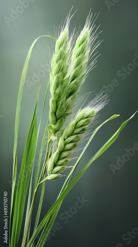 a single green wheat plant
