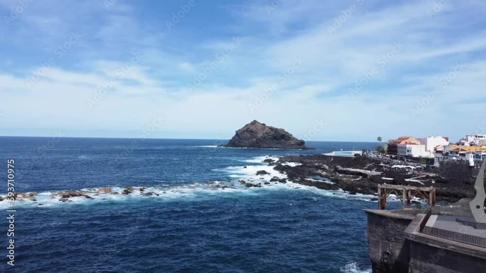 Aerial drone view of beautiful town Garachico in Tenerife, Canary Islands, Spain. Travel destination. Touristic place to see. Coastal landscape. Aerial drone view of beautiful town Garachico in Tenerife, Canary Islands, Spain. Travel destination. Touristic place to see. Coastal landscape.