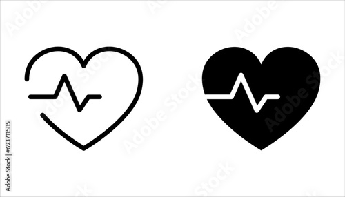 Heart beat icon. Heartbeat , heart beat pulse flat icon for medical apps and websites. Heart and cardiorgam on white background photo