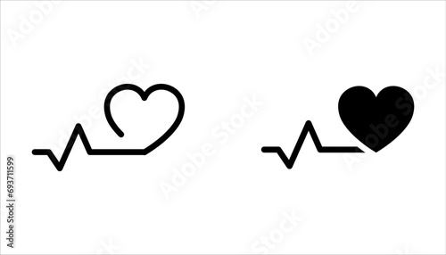 Heart beat icon. Heartbeat , heart beat pulse flat icon for medical apps and websites. Heart and cardiorgam on white background