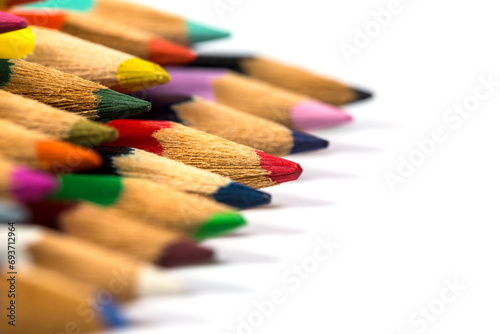 Colored pencils for drawing on a white background