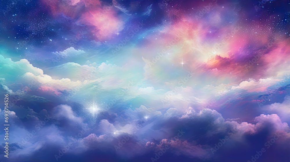 Celestial Mysticism Background with Cosmic Elements in Ethereal Blue Tones