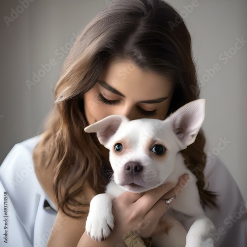 A portrait of a veterinarian tenderly caring for a beloved animal patient3