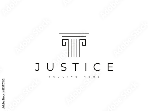 Abstract greek column in a minimalist style logo design
