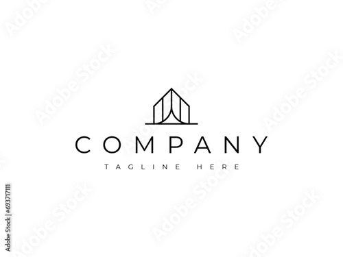 real estate house line logo design