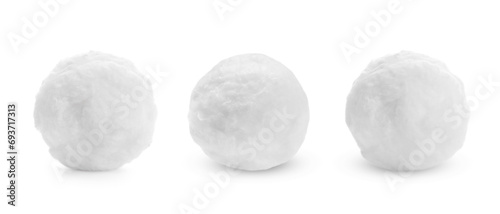 Balls of soft fluffy cotton isolated on white, set © New Africa