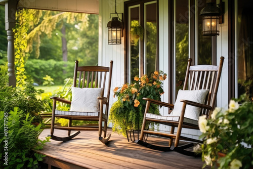 Porch wood home house chair photo