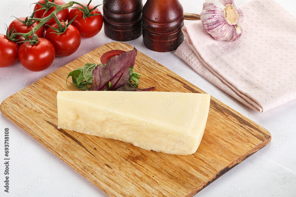 Piece Italian hard parmesan cheese Piece Italian hard parmesan cheese