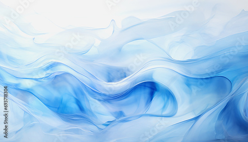 Abstract background of acrylic paint in blue and white colors. Liquid marble texture