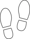 Black silhouette of footprint Icon. Footprint Icon in linear Graphic Design editable stock. Human footprint track. Footprint clip on Transparent Background. Shoe soles print. Impression icon barefoot.