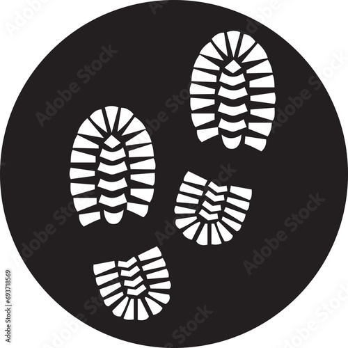Silhouette of footprint Icon. Footprint Icon in Fill Graphic Design. Human footprint track. Footprint clip isolated on Transparent Background. Shoe soles print. Impression icon barefoot.