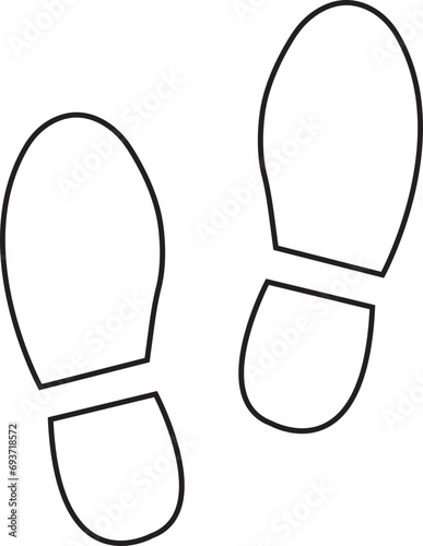 Black silhouette of footprint Icon. Footprint Icon in linear Graphic Design editable stock. Human footprint track. Footprint clip on Transparent Background. Shoe soles print. Impression icon barefoot.