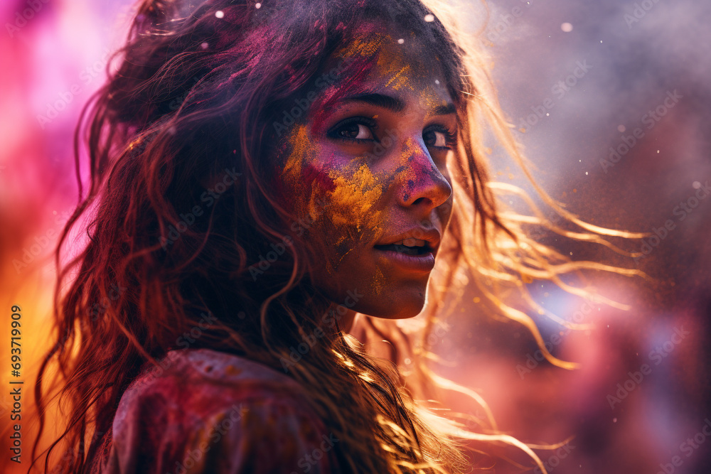 Holi, festival of colors is a popular Hindu spring festival vibrant celebration of joy cultural richness lively music, and spirited dance emotion happy playful India banner copy space greeting card. Holi, festival of colors is a popular Hindu spring festival vibrant celebration of joy cultural richness lively music, and spirited dance emotion happy playful India banner copy space greeting card.