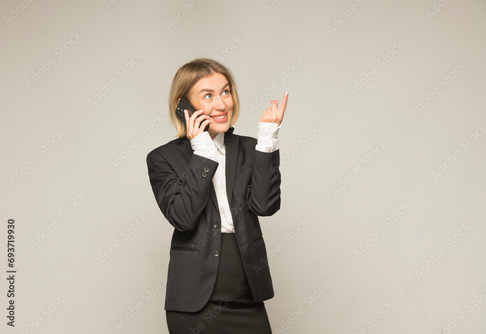 business lady with smartphone on white background business lady with smartphone on white background