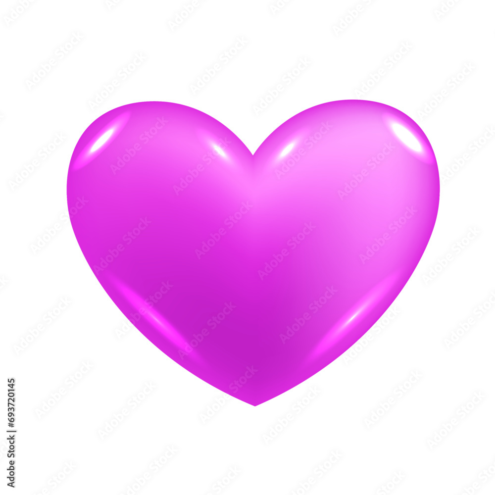 Vector icon illustration purple heart isolated on white