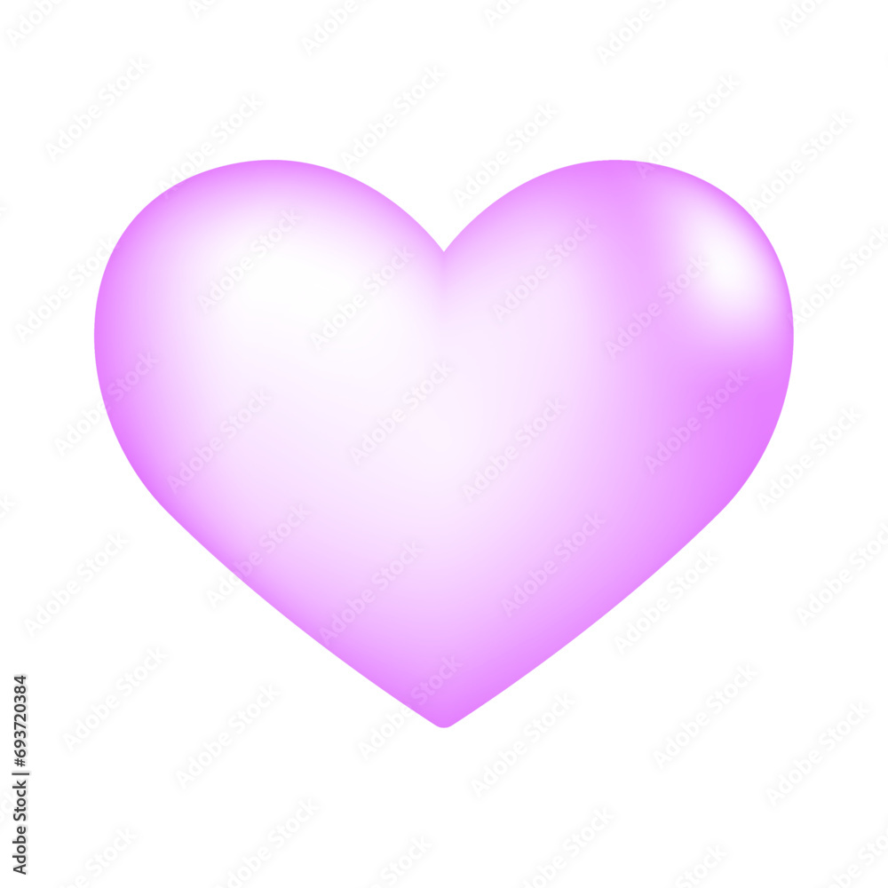 Vector shiny purple heart illustration on white background