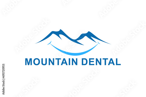 Mountain logo design dental clinic smile icon illustration.