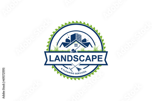 House and apartment cleaning service company logo, with modern vintage badge style.