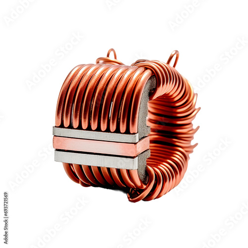 inductor on a white backdrop, transparent background, isolated image, generative AI photo