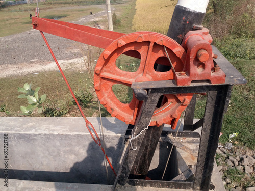 Obraz na plátně Railway Lifting Barrier system for Level Crossing Gate