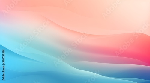 Sky blue azure teal pink coral peach beige white abstract background. Color gradient ombre blur. Light pale pastel soft shade. Rough grain noise. Matt brushed shimmer. Liquid water. Design. Minimal