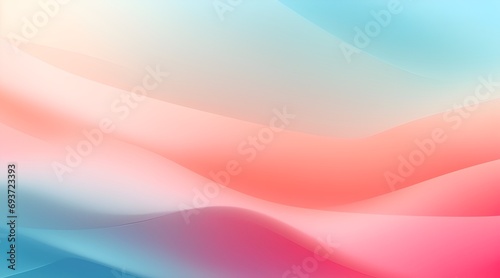 Sky blue azure teal pink coral peach beige white abstract background. Color gradient ombre blur. Light pale pastel soft shade. Rough grain noise. Matt brushed shimmer. Liquid water. Design. Minimal