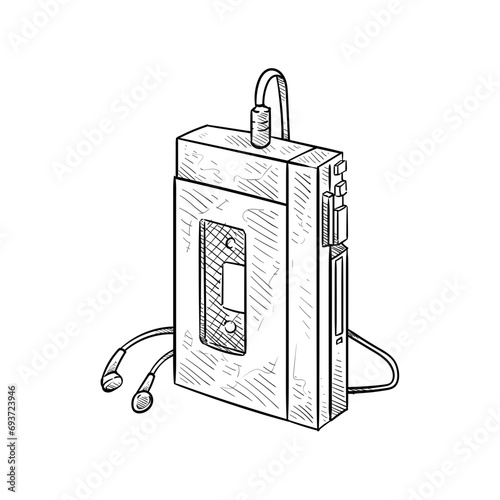 old music player handdrawn illustration